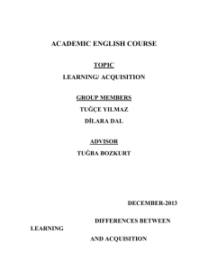 ACADEMIC ENGLISH COURSE TOPIC LEARNING/ ACQUISITION