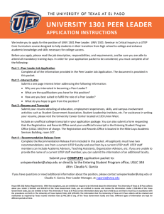 Peer Leader Application  - Utep