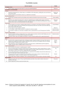The REMARK checklist Item to be reported Section INTRODUCTION