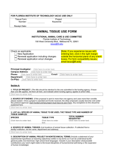 Form for Animal Tissue Research - Florida Institute of Technology