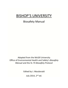 Biosafety Manual - Bishop`s University