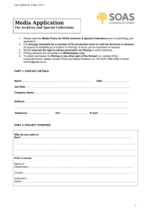 Media Application Form: For Archives and Special Collections
