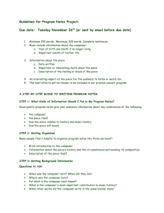 Guidelines for Program Notes Project: Due date: Tuesday November