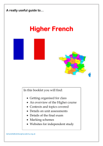 CfE Higher French course information booklet