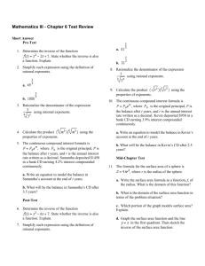 Mathematics III - Chapter 6 Test Review Answer Section