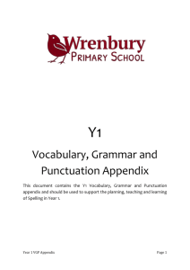 Y1 Vocabulary, Grammar and Punctuation Appendix This document