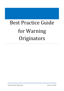 Best Practice Guide for Warning Originators - Attorney