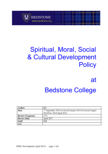 Bedstone College Policy on Spiritual, moral, social and cultural