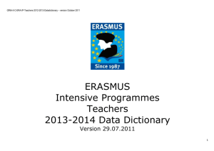 ERASMUS TEACHER VISIT DATA DICTIONARY 2005/2006 * V4