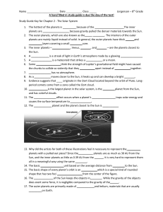 Chapter 2 - The Solar System Study Guide Blank