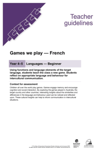 Year 4-5 Languages assessment teacher guidelines | Games we