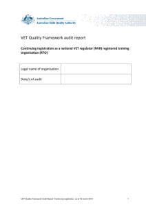 VET Quality Framework audit report—Continuing registration as a
