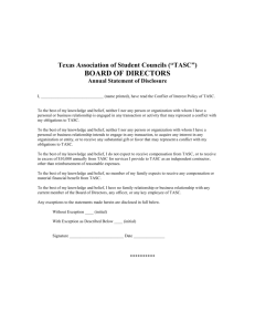 TASC Board of Directors Annual Statement of Disclosure
