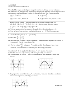 Homework 2nd Derivative Test (with answers)