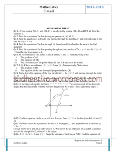 Assessment Sheet of Equation of a Straight Line