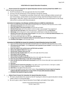 Page of 4 Initial Referral to Special Education Procedures ____
