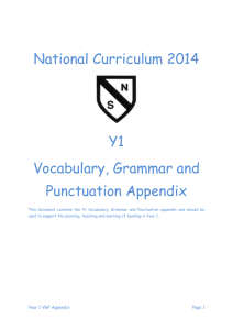 Year 1 Vocabulary, Grammar and Punctuation Appendix