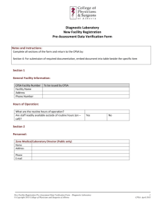 Application for Registration - Diagnostic Laboratory