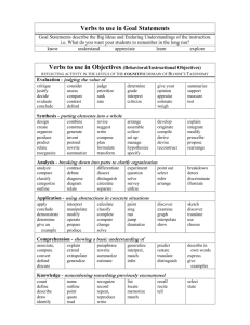 Verbs to use in Goal Statements