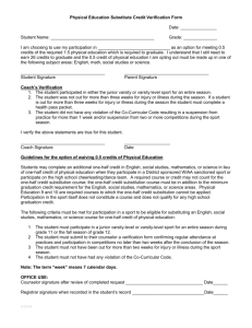 Physical Education Substitute Credit Verification Form