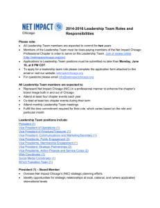 Net Impact Chicago 2012 - 2014 Leadership Team Roles