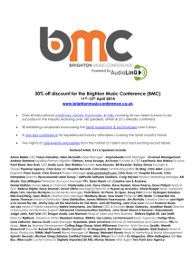 30% off discount for the Brighton Music Conference (BMC)