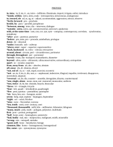 Prefixes-Suffixes list