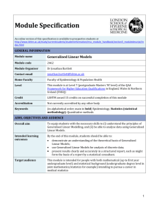 2462 Generalised Linear Models Module Specification