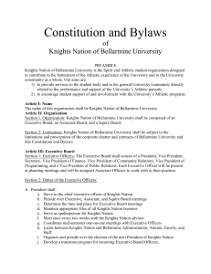 Constitution and Bylaws of Knights Nation of Bellarmine University