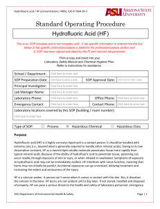 Hydrofluoric acid (HF Solutions)