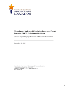 SLIFE Guidance Document - Massachusetts Department of Education