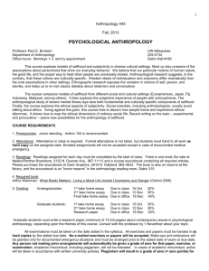 psychological anthropology - University of Wisconsin–Milwaukee