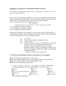 Worksheet 1 : Components of a Mathematical Model