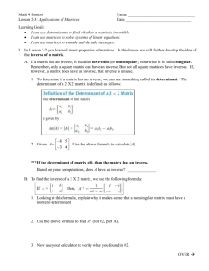 Lesson 2-3: Applications of Matrices