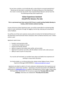 Visitor Experience Assistant £12674 Per Annum, Pro-rata