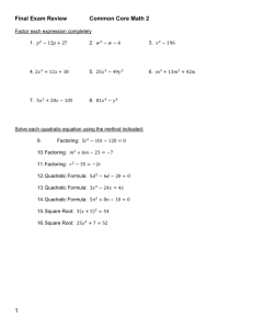 Final Exam Review Common Core Math 2