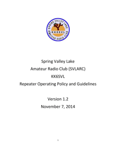 Repeater Plan (Word Format) - Spring Valley Lake Amateur Radio