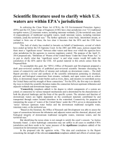 Scientific literature used to clarify which U.S. waters are within EPA`s