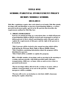 Middle School Parent Involvement Policy