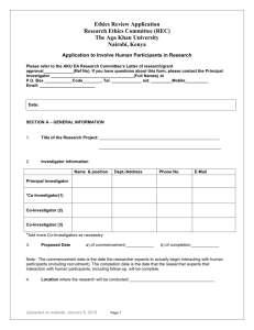 Application Form for Human Participants