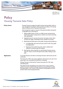 Housing Tasmania Sales Policy