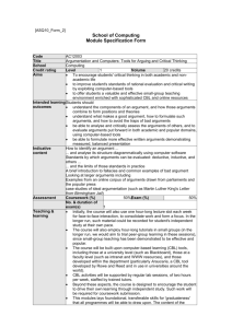 Module Specification Form - Computing at University of Dundee