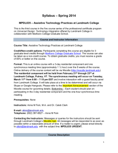 Syllabus – Spring 2014 MPDL635 – Assistive Technology Practices