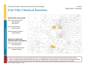 Chemical Reactions - Colorado Department of Education