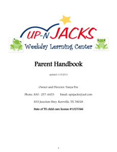 Up-n Jacks Kid Care Parent Handbook