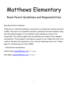 Room Parent Manual - the Matthews Elementary PTO Website