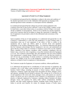 Loan Agreement for Equipment - Addendum
