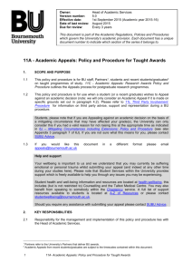 11A Academic Appeals: Policy and Procedure for Taught Awards