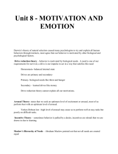 Unit 8 - MOTIVATION AND EMOTION