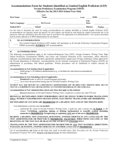 LEP Accommodations Form - Washoe County School District